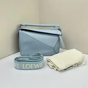 Pre-owned Loewe Calfskin Crossbody Bags Puzzle Small Blue CPU0602
