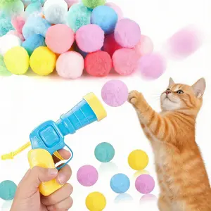 Interactive Cat Ball Launcher Toy Set with 30 Plush Fuzzy Balls, Fun Indoor Play for Adult Cats and Kittens, Engaging Pet Supplies for Training and Entertainment