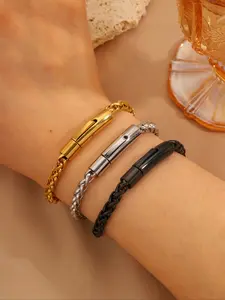 Bohemian Style Stainless Steel Bracelet, Lightweight Niche Design, Perfect Daily Wear Accessory, Fashionable Punk Jewelry, Cuban Bracelet, Miami Cuban Bracelet, Chunky Chain Bracelet