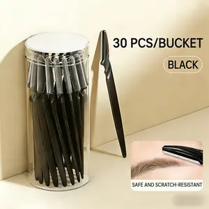 30 Piece Eyebrow Grooming Kit, Stainless Steel Eyebrow Tools with Safety Caps, Unisex Multi-Use Trimmer, Facial & Bikini Line Hair Remover, Gentle Exfoliating for Smooth Skin