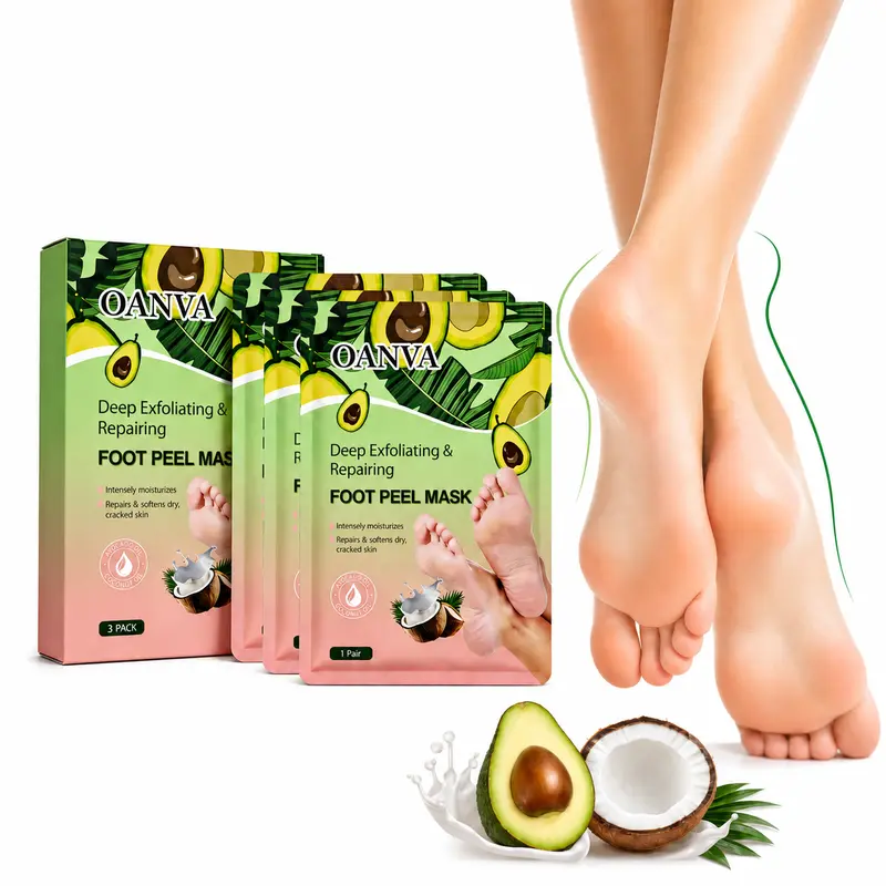 OANVA Foot Peeling Mask - Intensive Lactic Acid Self Care Product for Adults, Moisturizing & Repairing Anti-Crack Formula with Avocado & Coconut Oil, Exfoliates Dry Dead Skin, Removes Calluses, Moisturizing Feet Mask,techvibes