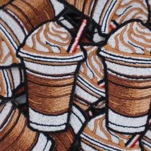Iced Coffee Iron-On Patch - Embroidered Design for Custom Projects & Clothing Accessories