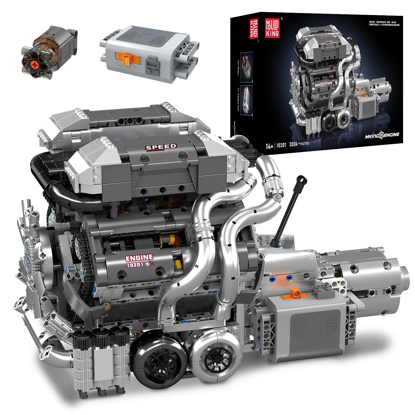 Mould King 10201 W16 Engine STEM Engineering Motor Model Building Block DIY Gift Adult Kid Toy 2024 Pcs springtok Buildingblocks summerwins