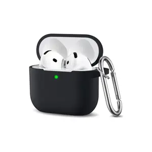 UPTECH 1 AirPods 4 Case AirPods Pro 3 Case Silicone Protective Cover with Carabiner, Shockproof Anti-Scratch Wireless Charging Compatible Keychain Case