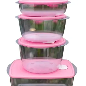 Rock and Serve Set - Pink Lidded Containers for Rock and Serve Use