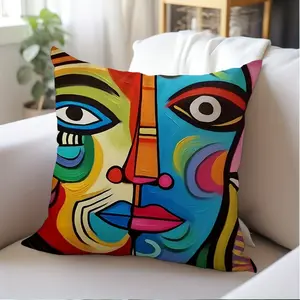 1pc Pillow Cover, Polyester Woven, Abstract Art Velvet, Contemporary Style, Machine Washable, Zipper Closure, Double-Sided Design, for Living Room Sofa and Bedroom, 18x18 Inches