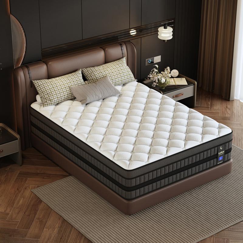 LayRoad 12/14 Inch Twin Full Queen King , Hybrid Memory Foam Mattress in a Box | Pocket Spring + Zoned Support | Soft and Comfortable, Pressure Relief, Medium Firmness, CertiPUR-US Certified(mattresses | queen size mattress | full size mattress)