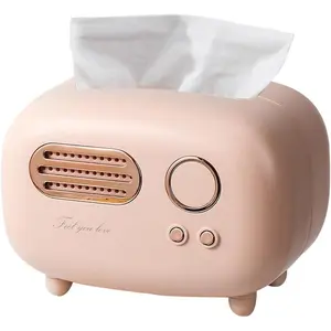 Retro Radio Shape Tissue Cover Box - Unique Multifunction Tissue Box for Kitchen, Bedroom, Office, Parlor, Bathroom Decoration - Creative Gift (Retro Radio Pink)