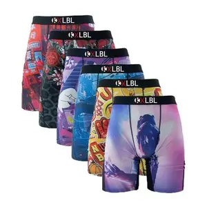 6Pcs S-XXXL Stylish  KXLBL Sexy Printed Men Underwear Boxer Plus Size Shorts Underpants Breathable Man Panties Boxer Briefs Socks Menswear underwear pack Fabric Hot