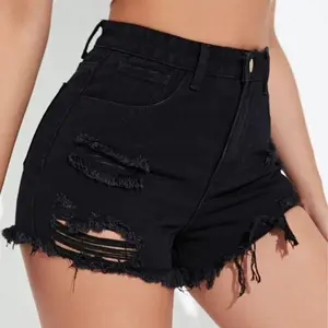 Women Denim Shorts High Waist Ripped Raw Trim Denim Shorts （Reg & Plus） Jean Pants Womenswear Bottom