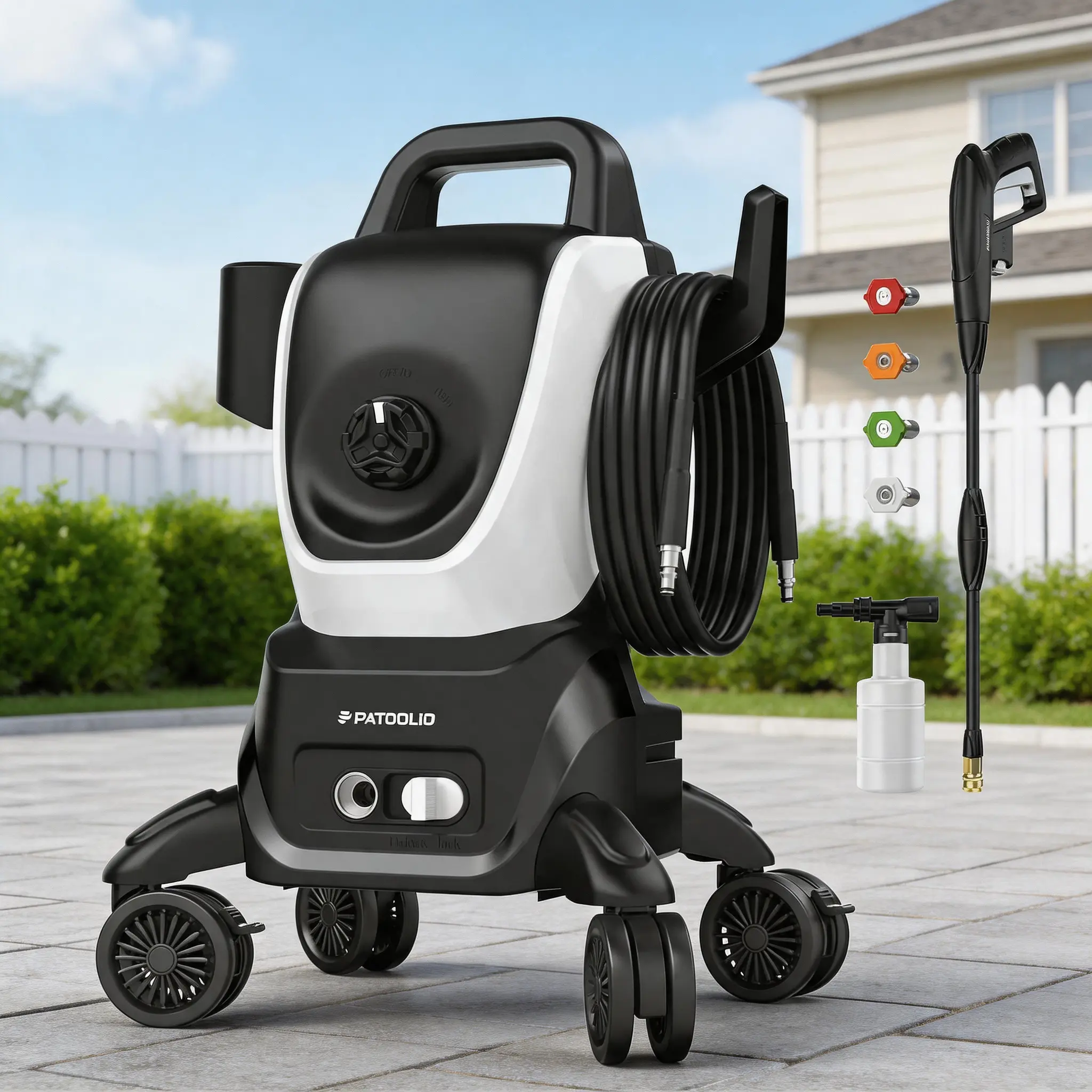 1800W Power Electric Pressure Washer - 3000PSI Portable Pressure Washer for Decks, Driveways, Outdoor Furniture Cleaning with Foam Cannon | DealsForYouDays, Trigger Handle