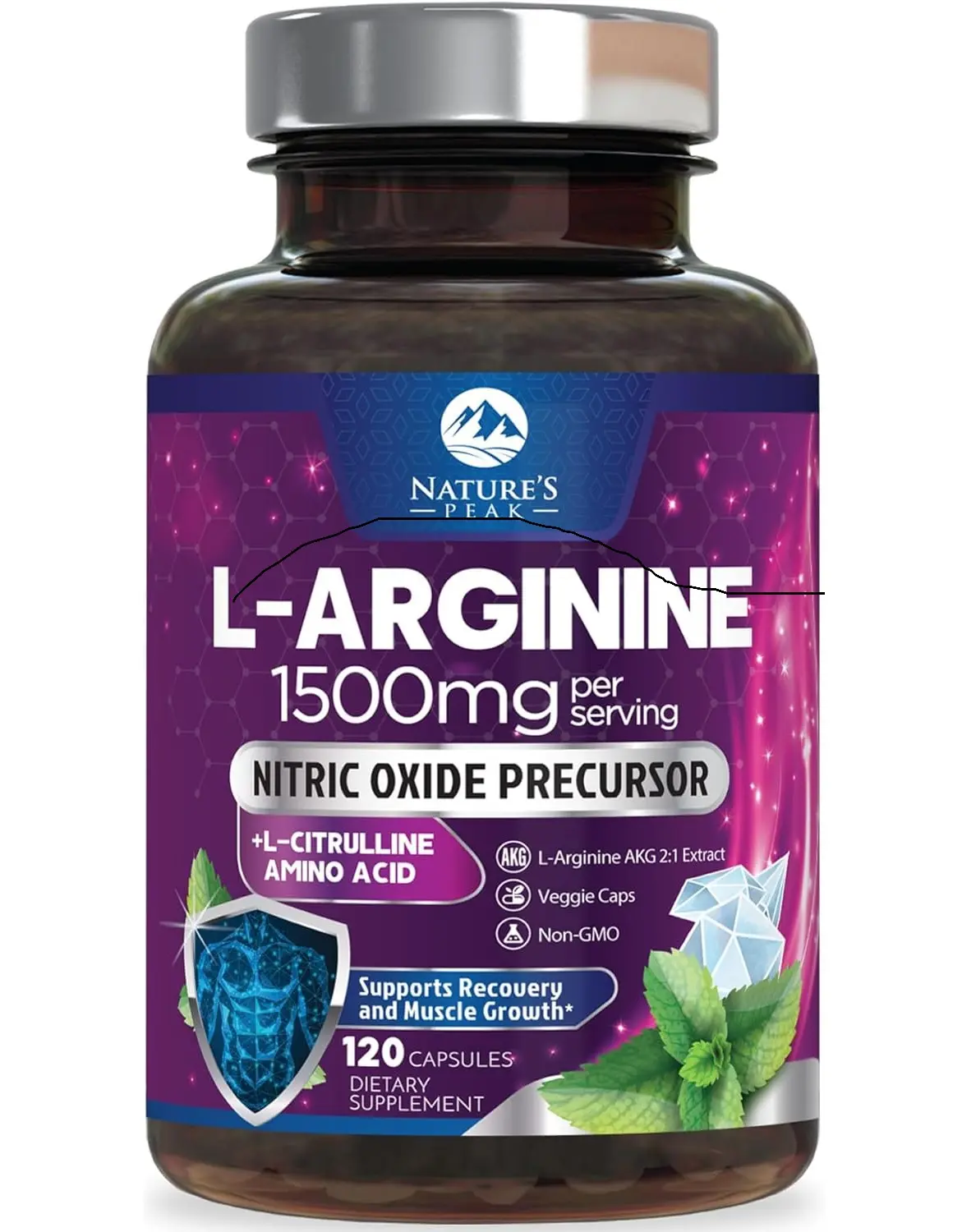 L-Arginine Complex - Extra Strength Nitric Oxide Booster Supplement - Premium Energy Blend for Natural Heart Health & Muscle Support - Non-GMO, Made for Men & Women, Bottled USA - 120 Capsules