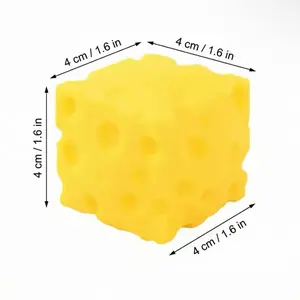 Stress Relief Squishy Cheese 1.6 inch long sides, Anxiety Relief Soft Squeeze Toy Fidget