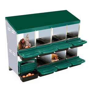 Chicken Nesting Box, 8 Compartment Roll Away Nesting Box for Eggs, Chicken Laying Box with Egg Collection, Cleanable Pull Out Hen Roosting Boxes