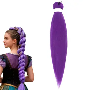 Pre Stretched Purple Braiding Hair Extensions - 26 Inch for Braids, Stage Party, Halloween Costume & Cosplay