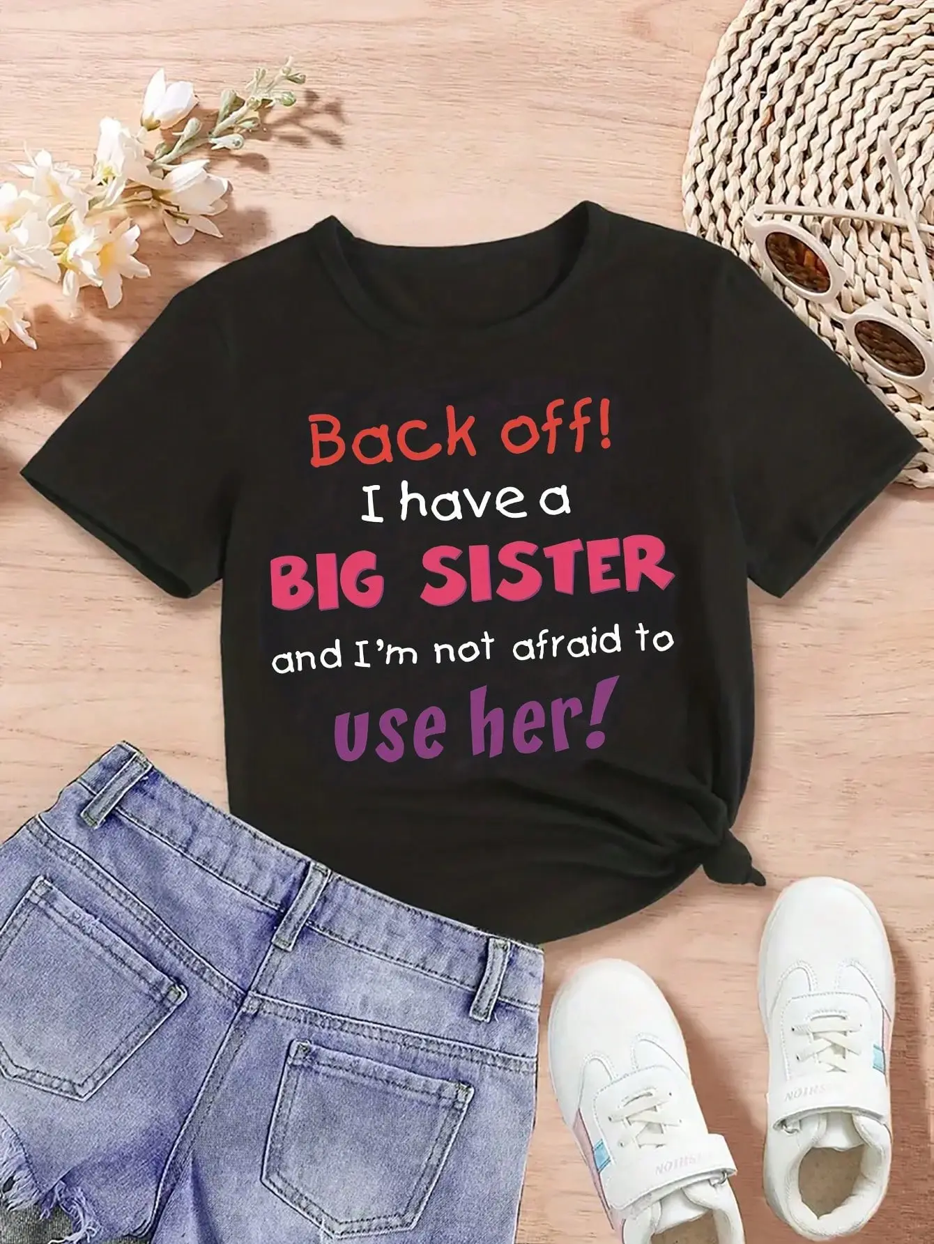 Tween Girl Casual Slogan Printed Round Neck Pullover Short Sleeve T-Shirt, Summer Letter Graphic Tee Cotton Graphic Tee trendy tops for school