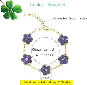 Four Leaf Clover Bracelet for Women Lucky 18K Gold Plated Stackable Jewelry Gift for Women Birthday Gifts for Girlfriend