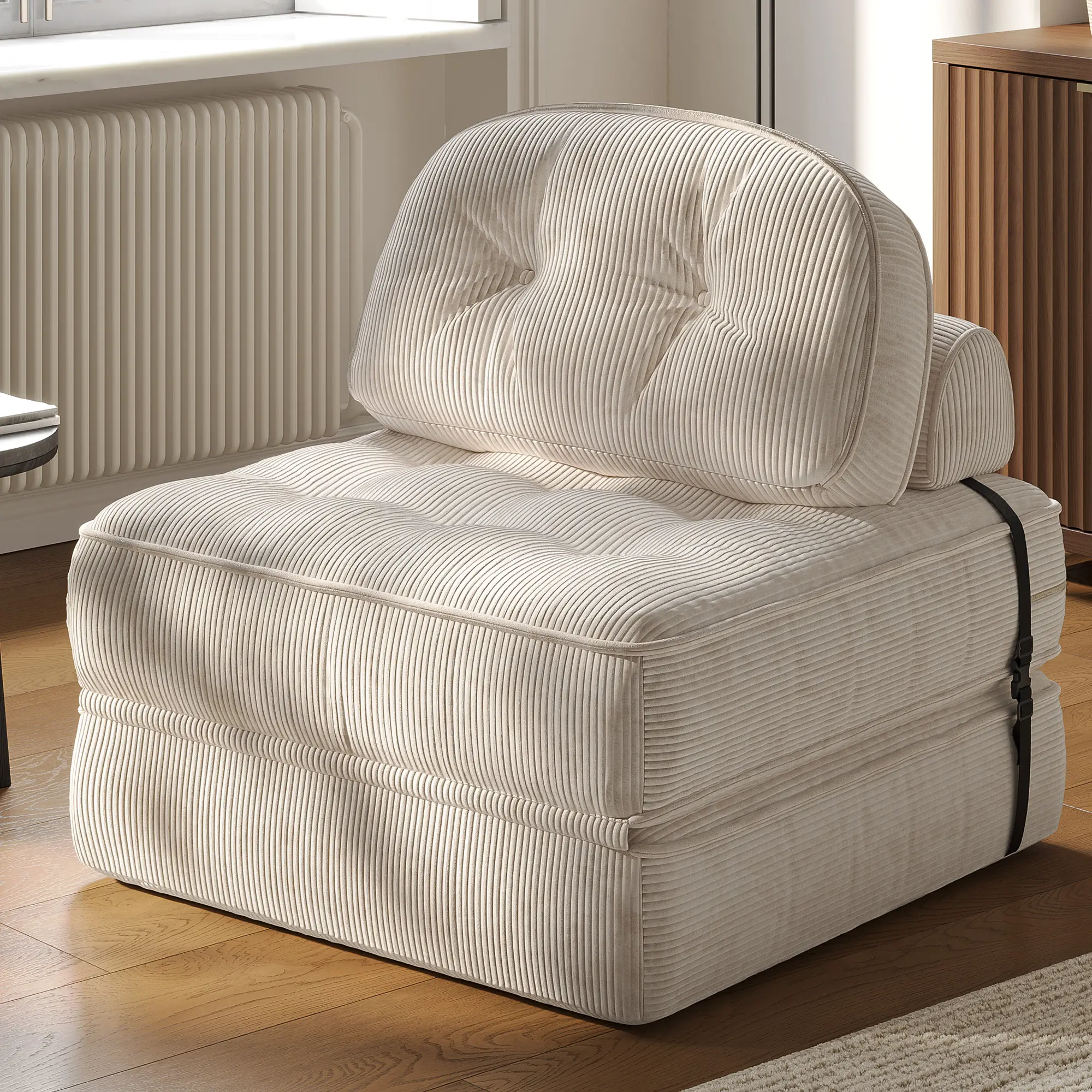 Ivory Cream-ribbed Velvet