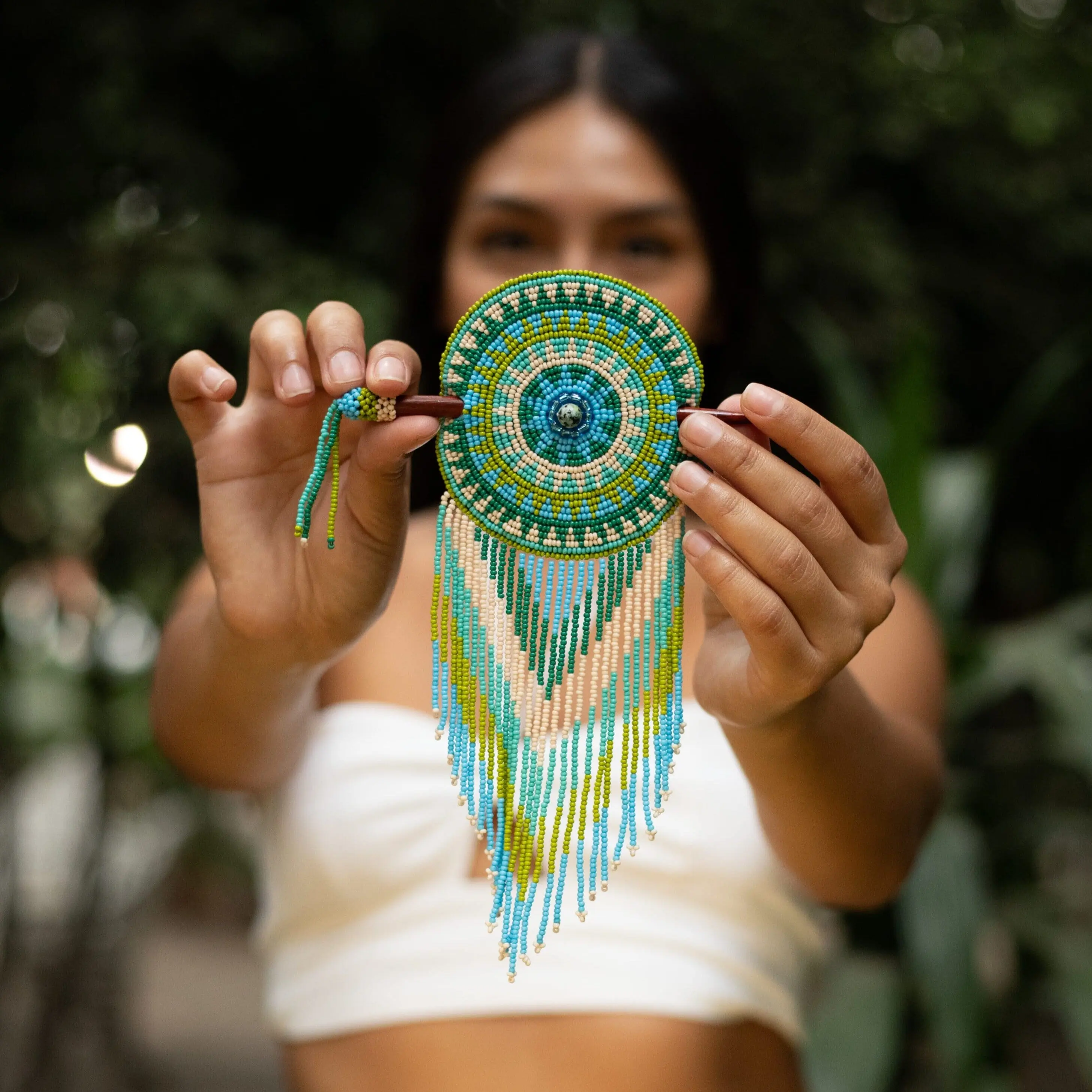 La Playa Tiara - Native Beaded Hair Barrette Ideal for Vacations - Handmade by Mexican Artisans - Mother Sierra