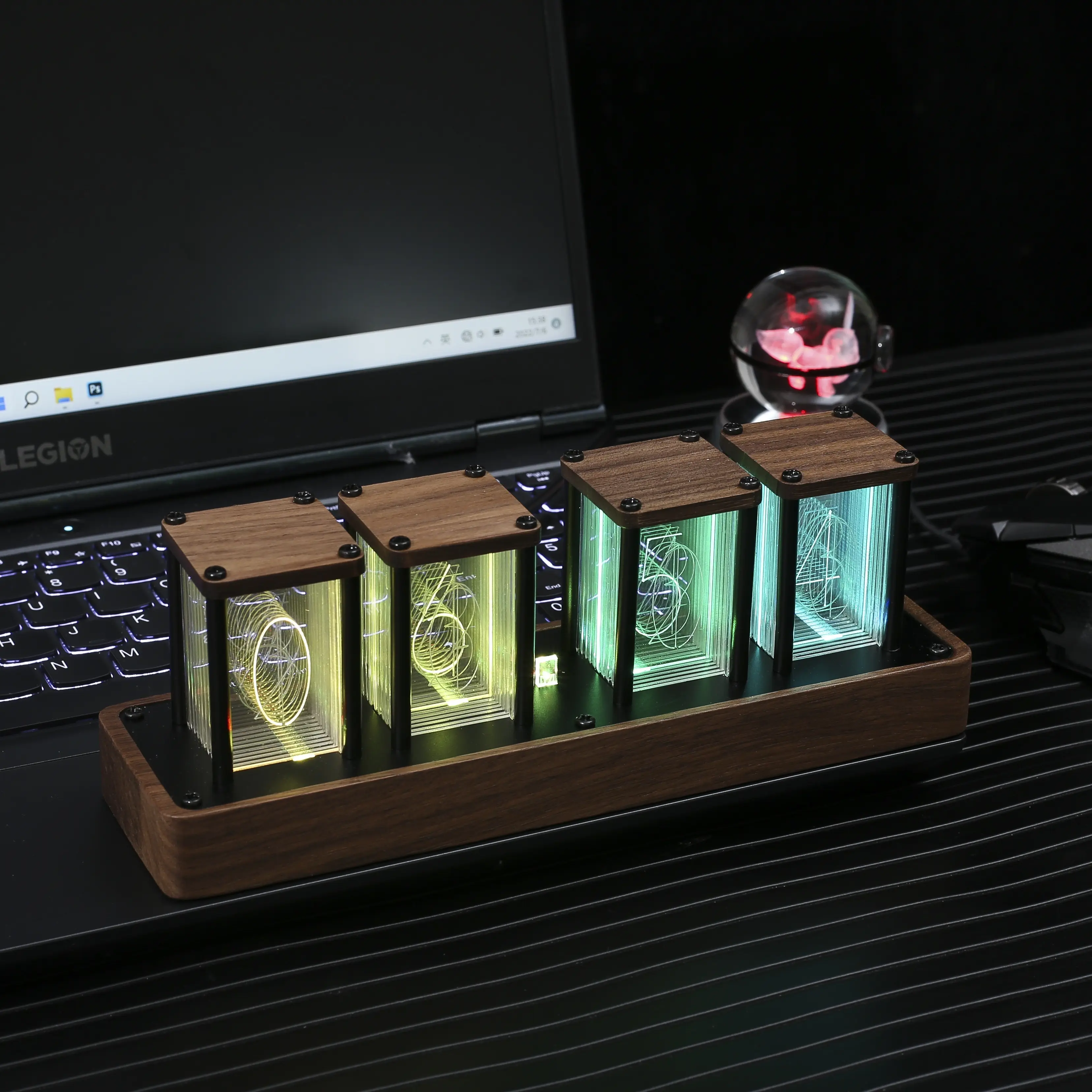 ClocTeck Nixie Tube Clock Walnut Digital Desk Clock, Support Wi-Fi Time Calibration, Alarm And 12/24h Display, No Assemble Required - A Retro Gift For Friends (Walnut Wood) Decor Wireless Wooden