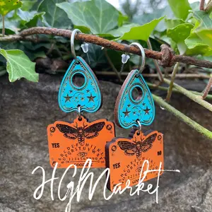 Ouija Board Planchette Earrings Halloween