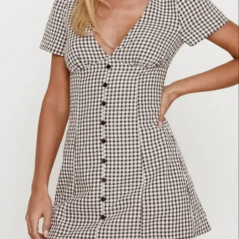 Women's Plaid Print V Neck Shirt Dress, Casual Short Sleeve Button Dress for Daily Wear, Ladies Clothes for All Seasons, Casual Dresses, Casual Daily Outfit