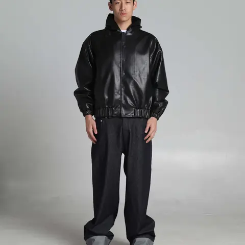 PU Leather Plaid Jacket Lightweight Coats