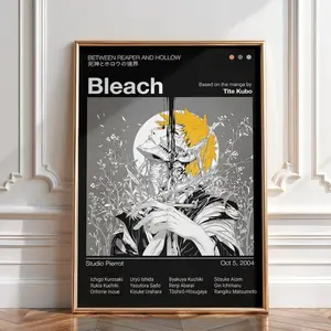 Bleach Anime Manga Poster Art Print, Ichigo Kurosaki Vintage Minimalist Japanese Wall Decor Artwork (Unframed, Print Only)