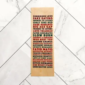 Romance Tropes wooden bookmark · romance book reader tropes woodmark