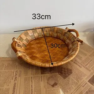 Handmade Woven Fruit Basket  Rattan Bread & Snack Bowl | Rustic Farmhouse Table Decor | Decorative Wicker Storage Basket | Perfect Housewarming Gift | TikTok Made Me Buy It