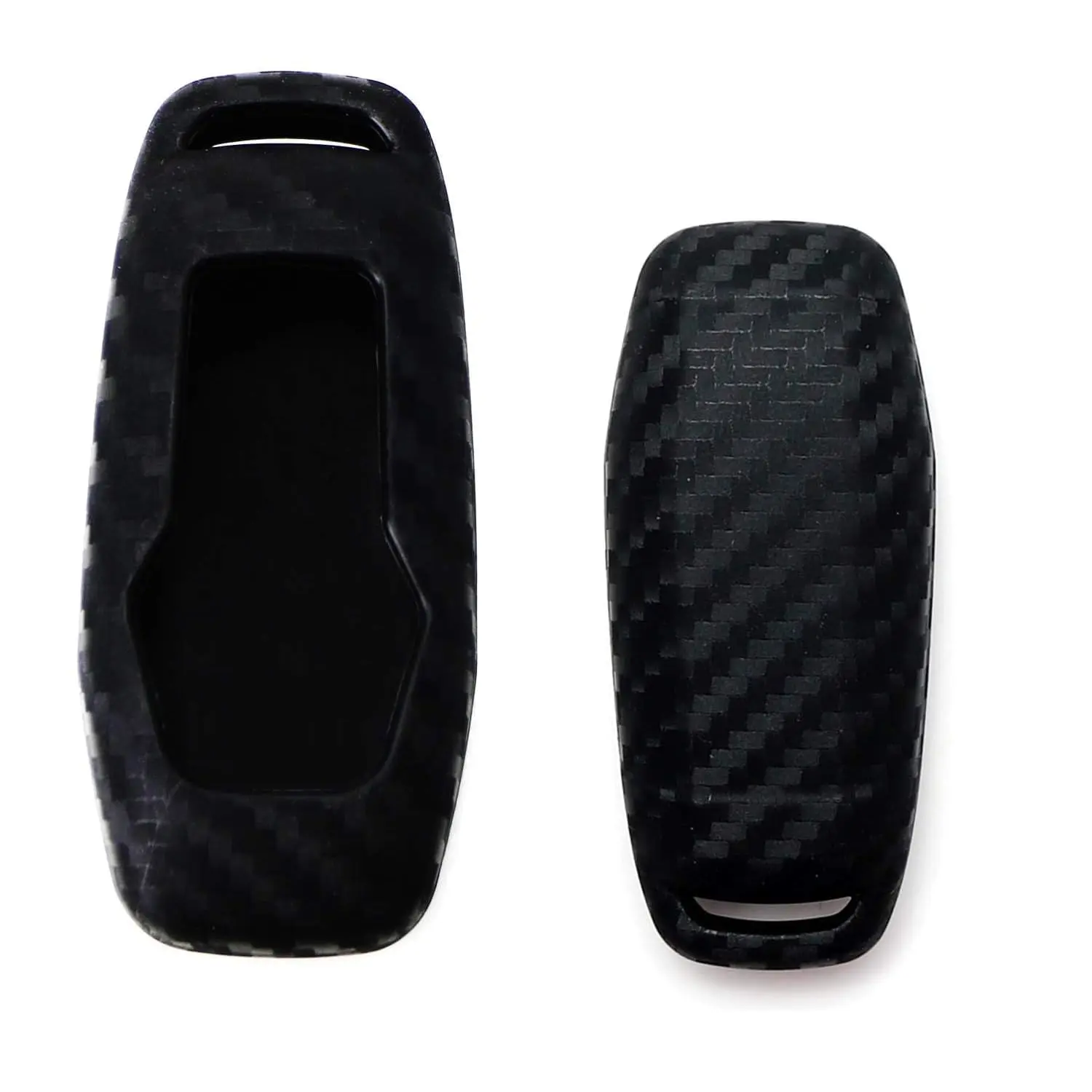 iJDMTOY Carbon Fiber Finish Soft Silicone Key Fob Cover For 2015-2017 Ford Explorer or F-150 3-Button Keyless Smart Key (Black Twill Weave Pattern)