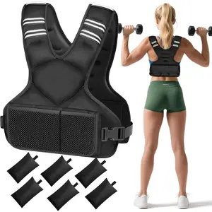 Walking Home Workout Weighted vest for BEGINNERS Adjustable Weighted Vest, 4-10lb Vest with 6 Ironsand Weights and Large Pocket, Weight Vest for Men Women Strength Training, Running, Walking