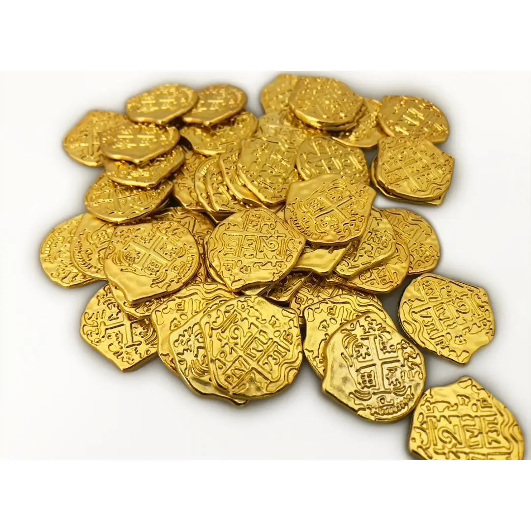 Toy Metal Shiny Gold Pirate Treasure Coins - Lot of 50