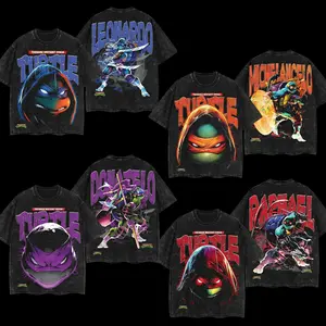 [Collection] SuperStyle Men's Teenage Mutant Ninja Turtles - Donatello, Raphael, Leonardo, Michelangelo TMNT Graphic Tee, Apparel with Double Print, Oversize Lightweight Acid-Washed Cotton, Casual Classic Seamless Shortsleeve Movies Films Streetwear Top