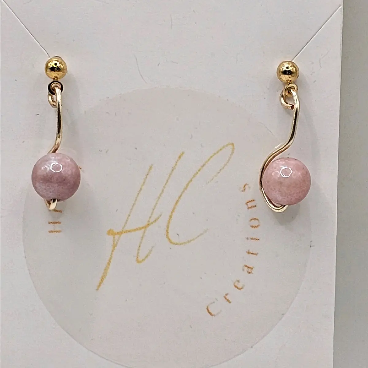 HC Creations Handmade Pink Crystal Drop Earrings - Elegant & Sophisticated Design for Everyday Wear or Special Occasions