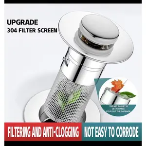 Bathroom Sink Stopper Hair Catcher with Universal Pop Up Sink Drain Filter and Stainless Steel Filter Basket, Bathroom Sink Drain Strainer