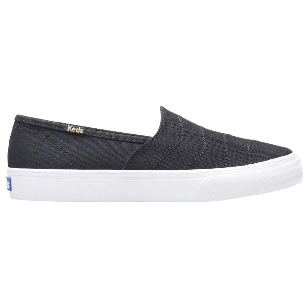 Keds Womens Double Decker Canvas Slip On Sneakers Shoes Casual - Black