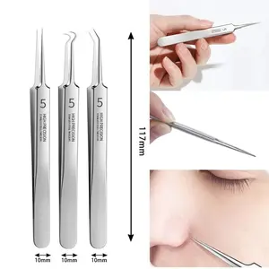 German Ultra-Fine No. 5 Cell Pimples Blackhead Clip Tweezers, Beauty Salon Special Scraping & Closing Tool, Acne Needle for Skin Care, Blackhead Cleansing Tool