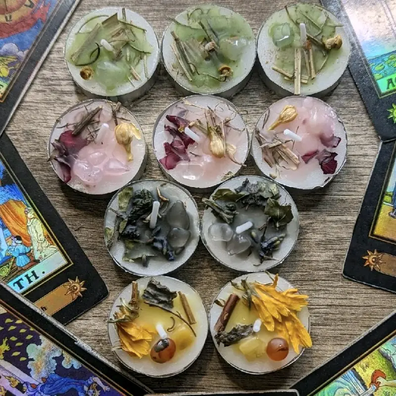 Mini intention Spell Tealight for Health, Protection, Love, Abundance, Cleansing and New Moon