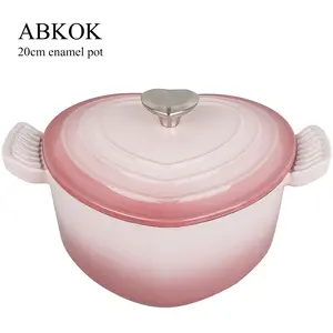 2QT Cast Iron Enamel Pot, Non-stick Soup Pot with Handle, Anti-corrosion Cooking Pot for Steaming Rice, Porridge, Safe, Non-toxic