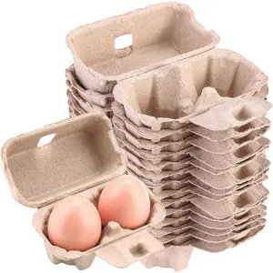 2 Count 36 Pack Egg Cartons | Vintage Easter Style, 2 Cell Containers, Sturdy Natural Pulp Kraft Paper Holder Box for Storage Fresh Chicken Eggs
