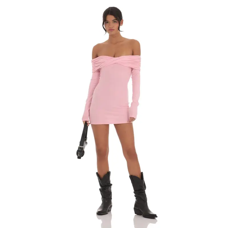 strapless open back dress Carlene Ribbed Mini Sweater Dress