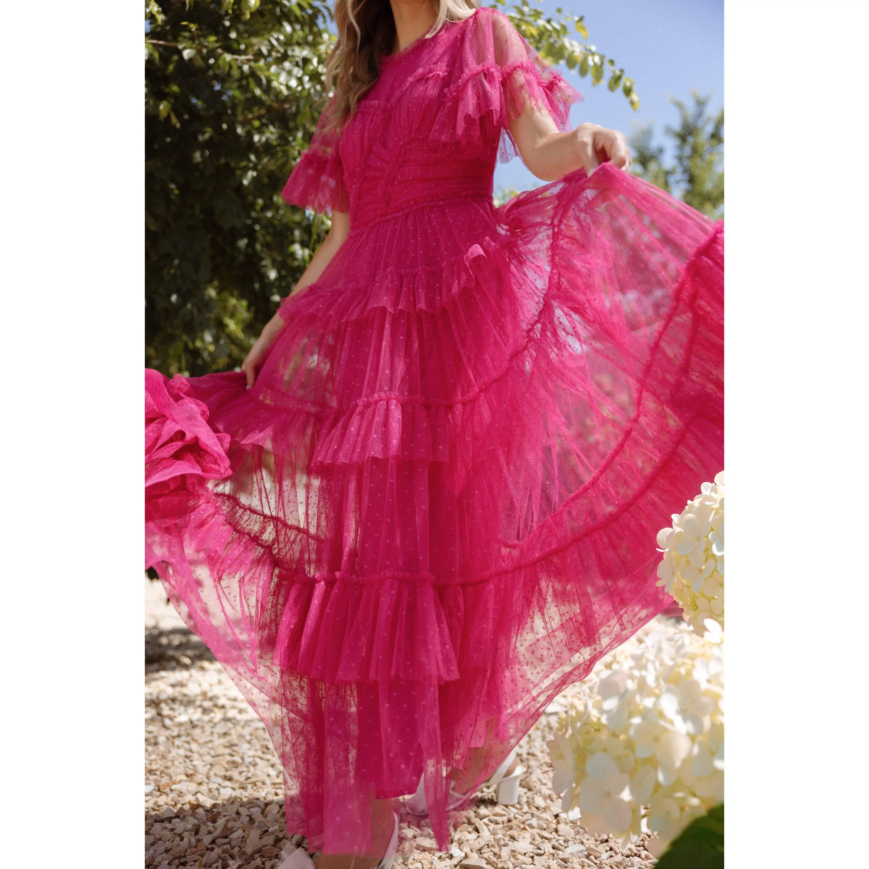 Whimsical Dress in Fuchsia