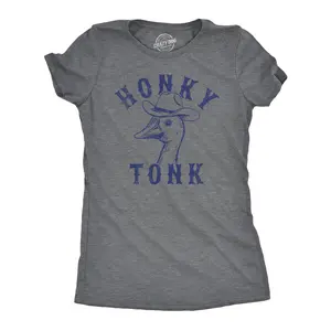 Womens Funny T Shirts Honky Tonk Sarcastic Goose Graphic Novelty Tee for Ladies Funny Womens T Shirts Cute Vintage Fashion Casual Ladies T-Shirt Gift Sarcastic Tops for Women Funny Animal Top Women's Novelty Dark Grey