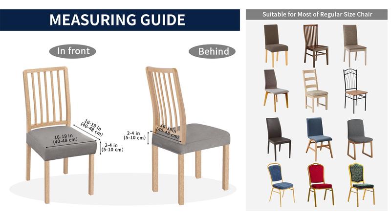 Easy-Going Waterproof Seat Covers for Dining Chairs Set of 2,4,6,8, Stretch Lightweight Smooth Seat Protector, Removable and Washable Kitchen Dining Chair Slipcover