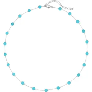 Western Turquoise Necklace for Women Gold Plated Boho Choker, Handmade Beaded Stone Layering Necklace, Summer Beach Everyday Jewelry Gifts for Her