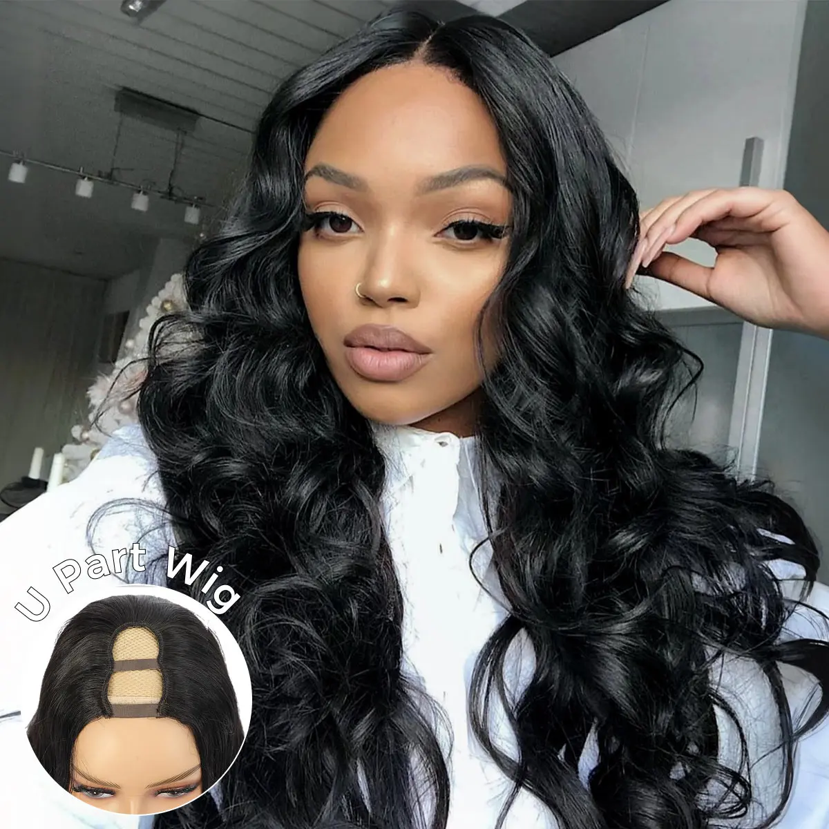 OQ HAIR Body Wave U Part Human Hair Wigs For Women Upgrade U Part Wigs With Drawstring U Shape Wigs No Leave Out Beginner Friendly Vacation Hair Wig