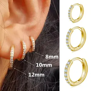 [6pcs Hoop Earrings] 6pcs Stainless Steel Hoop Earrings Set with Synthetic Zirconia Inlay | Classic and Simple Style for Daily Wear or Gifting, All-Season Jewelry