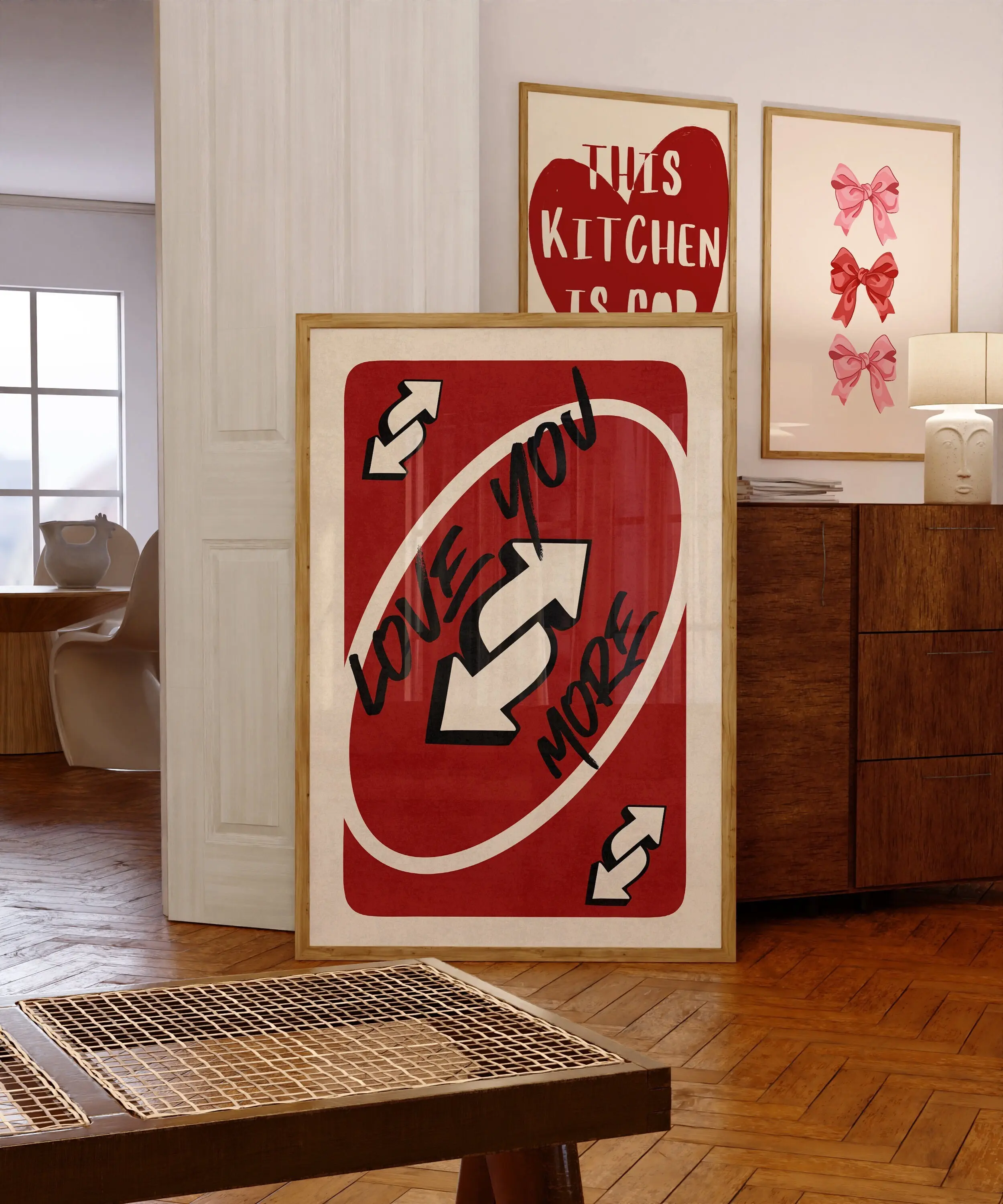 Love You More POSTER UNFRAMED  UNFRAMED , Red Retro Wall Art POSTER UNFRAMED  UNFRAMED able, Playing Card Wall Art, Valentine's Day Preppy Wall Decor, Trendy Wall Art