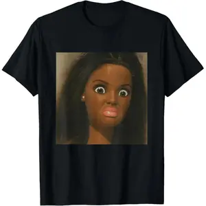 100% Cotton Funny African American Disgusted Black Doll Face Meme T-Shirtv